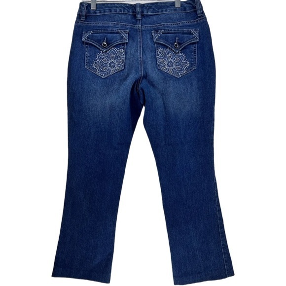 Code Bleu Denim - Code Bleu Women's Jeans Soleil Curvy Bootcut Blue Size 10 Denim Crystal Buttons